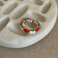Zinc Alloy Enamel Apple Contrast Color Open Ring Minimalist Cartoon Vacation Style view 3
