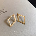 Minimalist Copper Geometric Diamond Pendant Hoop Drop Earrings For Women view 4