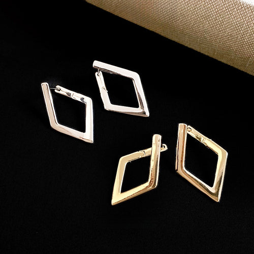 Minimalist Copper Geometric Diamond Pendant Hoop Drop Earrings For Women