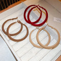Vintage Flocked Geometric Round Hoop Earrings With Iron Pins For Women view 3