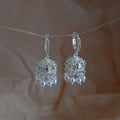 Sparkling Zircon Hollow Bell Pearl Tassel Drop Earrings, Geometric Light Luxury Vintage Style view 1