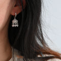 Sparkling Zircon Hollow Bell Pearl Tassel Drop Earrings, Geometric Light Luxury Vintage Style view 4