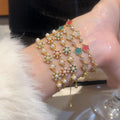 Vintage Style Faux Pearl Rhinestone Flower Adjustable Bangle For Elegant Everyday Wear view 1