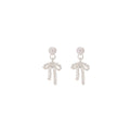French Luxury Pearl Stud Bowknot Drop Alloy Rhinestone Lace Hollow Dangle Fashion Earrings view 5