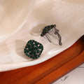 Luxury Geometric Square Green Rhinestone Alloy Studs For Women Exaggerated Full Crystal Earrings view 2