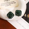 Luxury Geometric Square Green Rhinestone Alloy Studs For Women Exaggerated Full Crystal Earrings view 3