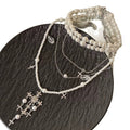 Vintage Rhinestone Crystal Pearl Beaded Multi Layer Sweater Necklace For Women view 5