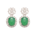 Light Luxury Oval Geometric Zircon Stud Earrings With Chalcedony Accent For Elegant Fashion view 5
