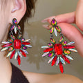 Light Luxury Zinc Alloy Floral Geometric Rhinestone Waterdrop Drop Earrings For Women view 3