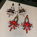 Light Luxury Zinc Alloy Floral Geometric Rhinestone Waterdrop Drop Earrings For Women view 4