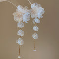 Acrylic Flower Petal Tassel Drop Earrings With Silver Needle Sweet Elegant Luxury Style Ear Jewelry view 1