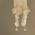 Acrylic Flower Petal Tassel Drop Earrings With Silver Needle Sweet Elegant Luxury Style Ear Jewelry view 3