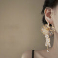 Acrylic Flower Petal Tassel Drop Earrings With Silver Needle Sweet Elegant Luxury Style Ear Jewelry view 4