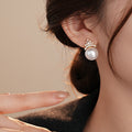 14K Gold Plated Silver Post Zircon Crown Pearl Ball Stud Earrings French Vintage Style view 3