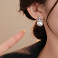 14K Gold Plated Silver Post Zircon Crown Pearl Ball Stud Earrings French Vintage Style view 4