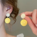 Fresh Dopamine Style Resin Geometric Round Fan Square Pendant Drop Earrings for Women view 3