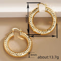 Women's Chunky Hoop Earrings With Diamond Lattice Textured 3D Design, European Middle East Style view 4