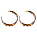 Vintage Leopard Print Acetate Round C-Shape Drop Earrings With Silver Pins For Women view 5
