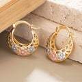 Korean Fresh Forest Style Three Color Painted Oil Matte Flower Ear Cuffs For Women, Gentle Lady Jewelry Earrings view 2