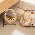 Korean Fresh Forest Style Three Color Painted Oil Matte Flower Ear Cuffs For Women, Gentle Lady Jewelry Earrings view 3
