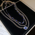 Rhinestone Enamel Eye Pendant Iron Necklace Jewelry Set French Court Style Choker view 4
