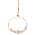 Elegant Adjustable Copper Cubic Zirconia Wheat Flower Bracelet For Women Luxury Floral Jewelry view 5