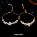 Elegant Adjustable Copper Cubic Zirconia Wheat Flower Bracelet For Women Luxury Floral Jewelry view 4