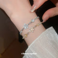 Sparkling Zircon Flower Adjustable Copper Bangle French Court Style Light Luxury Jewelry view 4