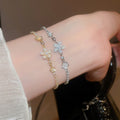 Sparkling Zircon Flower Adjustable Copper Bangle French Court Style Light Luxury Jewelry view 2
