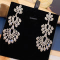 Light Luxury Zircon Hollow Flower Drop Earrings With Silver Posts Vintage Elegant Women's Jewelry view 2