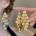 Metallic Multi Layer Round Disc Sequin Dangle Hook Earrings In European American Style view 1