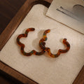 Elegant Hollow Flower Acrylic Hoop Stud Earrings For Women Tortoise Shell Resin Daily Fashion Earrings view 3