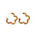 Elegant Hollow Flower Acrylic Hoop Stud Earrings For Women Tortoise Shell Resin Daily Fashion Earrings view 5