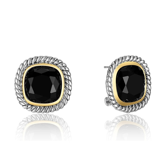 Elegant Two Tone Stud Earrings For Women, Business Style Light Luxury Fashion Jewelry