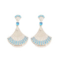 Copper Fan Pendant Earrings With Silver Needle Sparkling Zircon Vintage Court Light Luxury Studs view 5