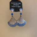 Copper Fan Pendant Earrings With Silver Needle Sparkling Zircon Vintage Court Light Luxury Studs view 2