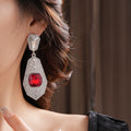 Vintage Court Style Alloy Rhinestone Irregular Geometric Square Stud Earrings For Women view 3