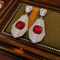 Vintage Court Style Alloy Rhinestone Irregular Geometric Square Stud Earrings For Women view 4