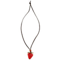 Pastoral Style Leather Resin Strawberry Pendant Sweater Necklace For Women view 5