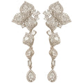 Luxury Copper Zircon Flower Petal Leaf Teardrop Tassel Stud Earrings For Women view 5