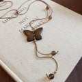Vintage Ethnic Wood Flower Lotus Butterfly Crystal Pendant Sweater Necklace For Women view 4