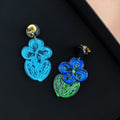 Elegant Blue Enamel Painted Flower Drop Clip Studs Summer Forest Style Acrylic Alloy Statement Earrings view 2