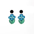 Elegant Blue Enamel Painted Flower Drop Clip Studs Summer Forest Style Acrylic Alloy Statement Earrings view 5