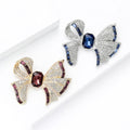 Alloy Rhinestone Bow Brooch Elegant Lapel Pin For Formal Apparel view 3