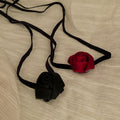 Dark Gothic Fabric Ribbon Rose Flower Choker Necklace For Women Elegant Clavicle Chain view 3
