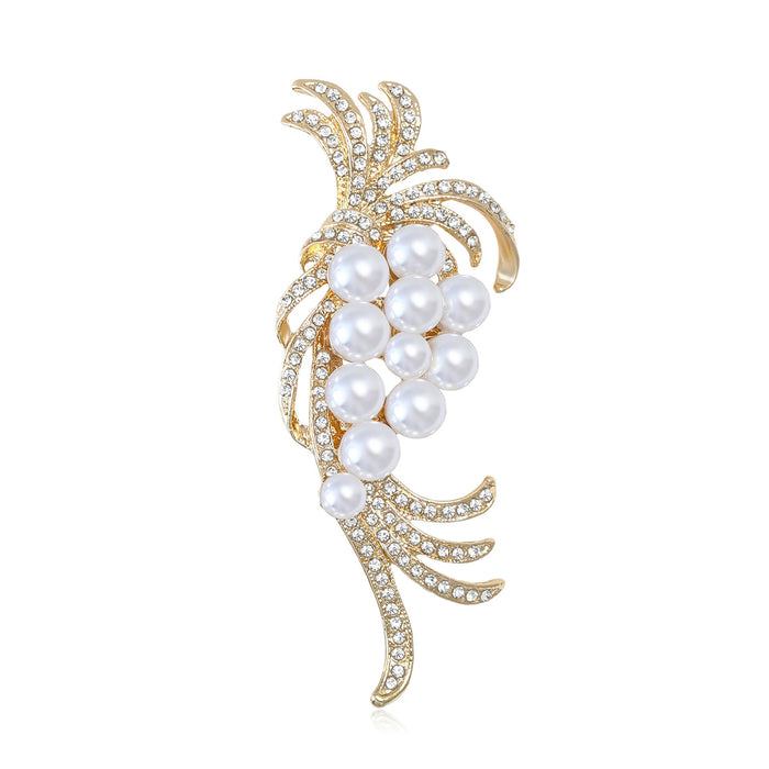 Light Luxury Pearl Rhinestone Brooch Pin For Sweaters And Cardigans