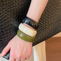 European Style Marbled Acrylic Round Open Bangle Minimalist Fashion Statement Jewelry view 3