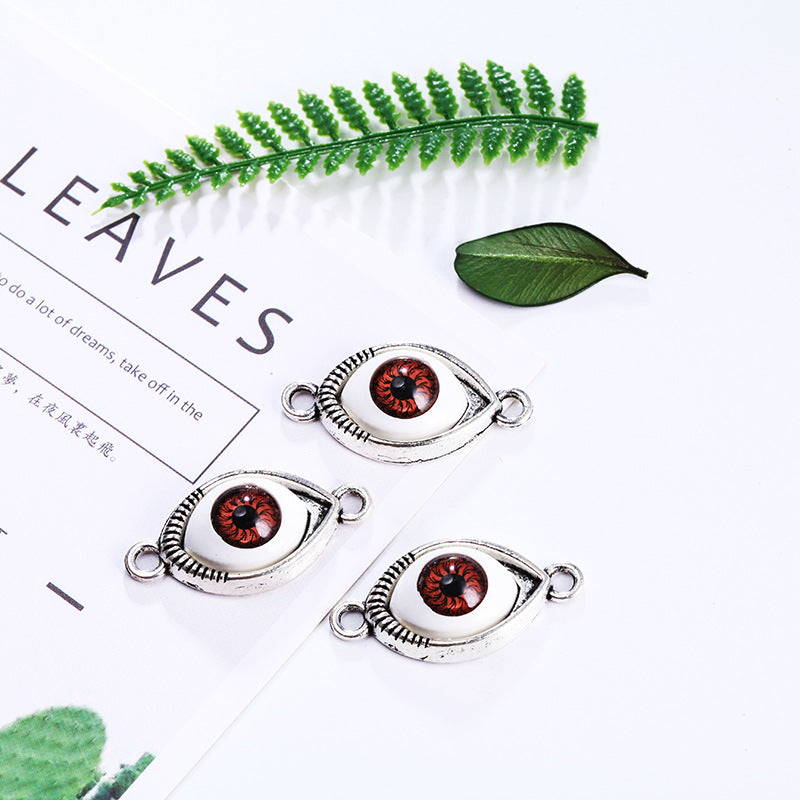 Vintage Resin Evil Eye Marquise Connector Charm for DIY Bracelets