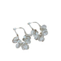 Copper Korean Geometric Sequin Petal Tassel Stud Earrings Minimalist Floral Fashion view 5