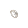 Korean Minimalist Geometric Circle Multi Layer Silver Tone Copper Ring For Women view 5